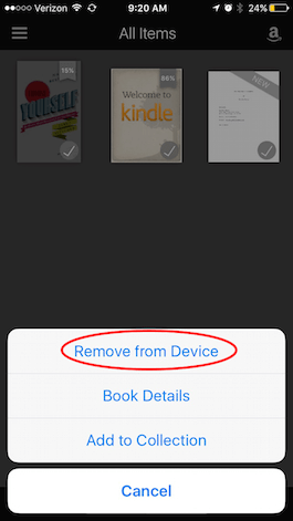 how am i able to delete a e-book from my kindle